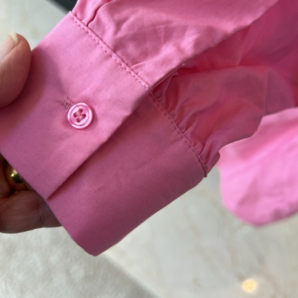 Zara Pink Cotton Poplin Long Sleeve Shirt Min Dress Medium - Picture 8 of 10